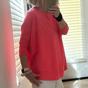 J. Crew 100% Merino Wool Oversized Sweater Coral Size XS 3/4 sleeve